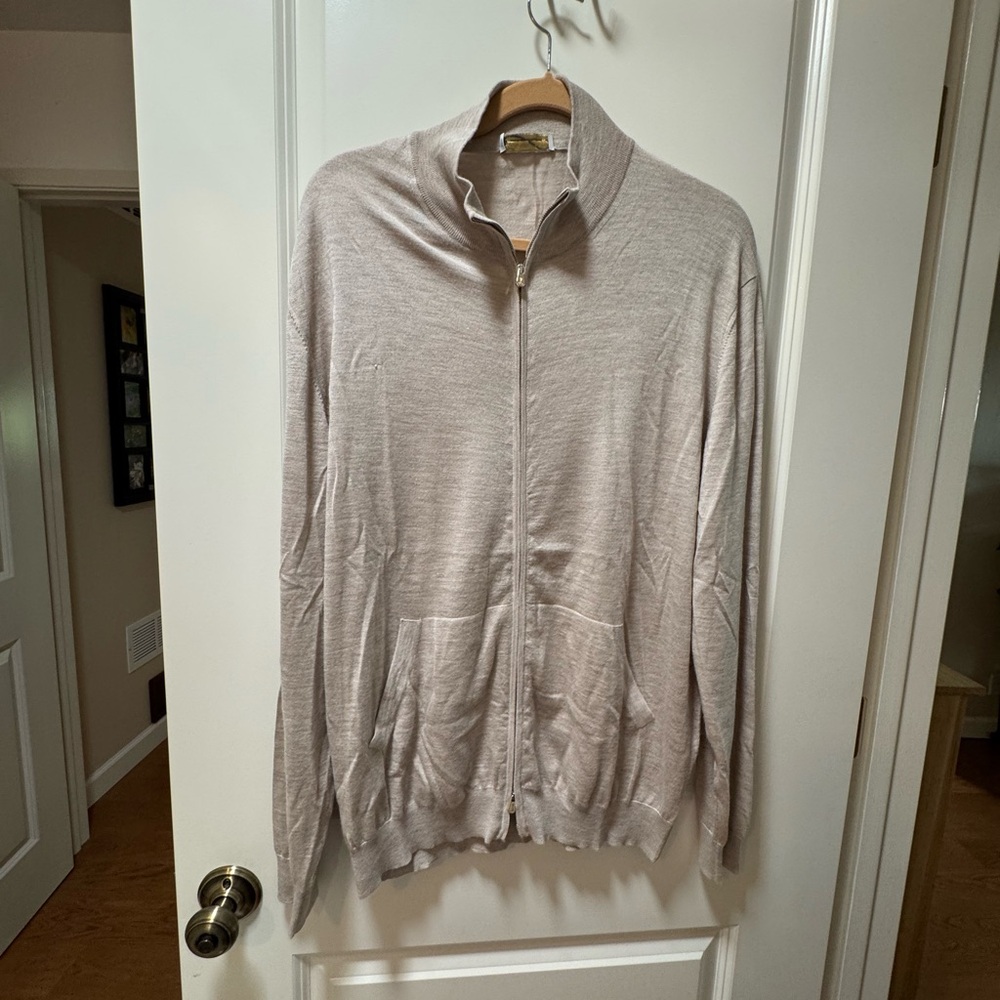Men's Beige Cardigan Sweater